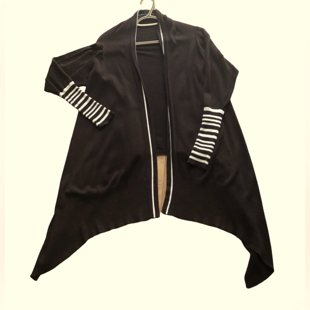 CYC open front cardigan - short in back, long flowy in front - with stripes